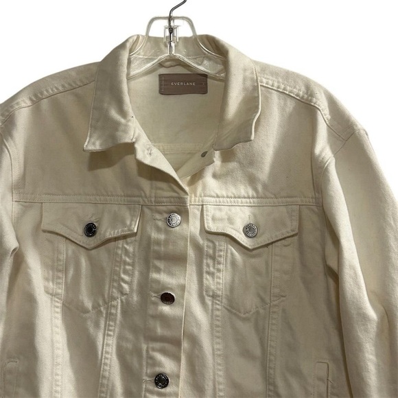 Everlane Women's Denim Jacket Medium off-white Button-Up Casual Short Fall - Picture 2 of 12